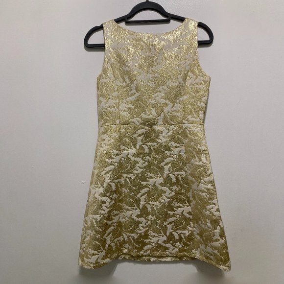White and gold jacquard formal dress - Ellison, Size Small - Picture 2 of 4